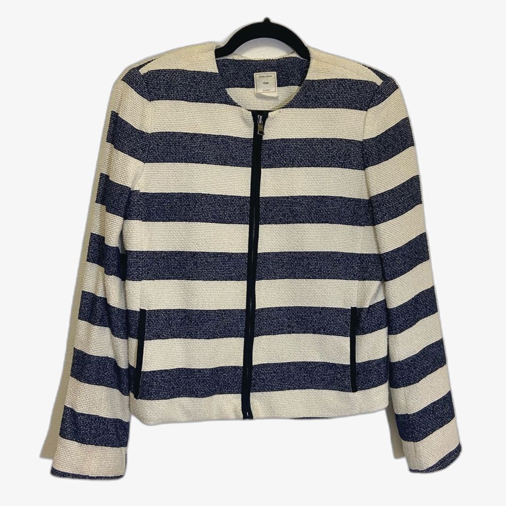 GAP - navy blue and white striped blazer jacket - size 12